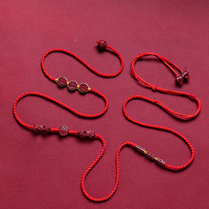 Buddhist Blessing Natural Cinnabar PiXiu Calm Blessing Red String Belly Chain