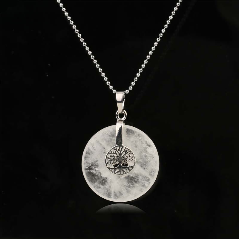 Buddhist Blessing Various Crystal Rose Quartz Green Aventurine Amethyst The Tree of Life Kindness Necklace Pendant