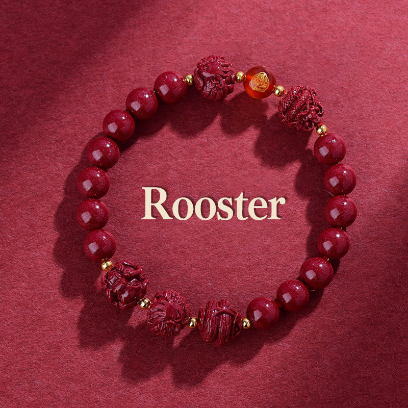 Buddhist Blessing Chinese Zodiac Cinnabar Keep Away Evil Spirits Blessing Bracelet