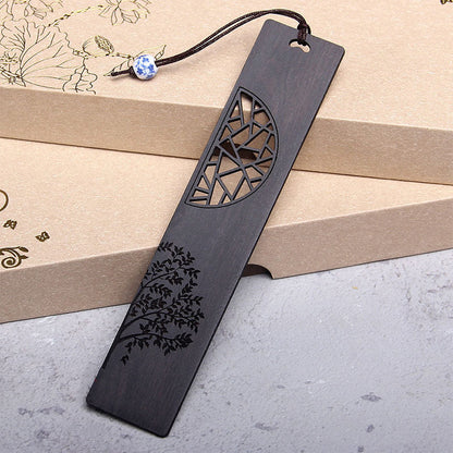 Buddhist Blessing The Tree of Life Ebony Wood Small Leaf Red Sandalwood Bookmarks With Gift Box