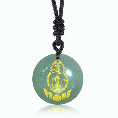Buddhist Blessing Gourd Lotus Pedestal Pattern Vajra Protection Mantra Natural Various Crystal Black Obsidian Fulfilment Necklace Pendant