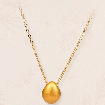 Buddhist Blessing 999 Gold Egg Water Drop Pattern Blessing Necklace Pendant