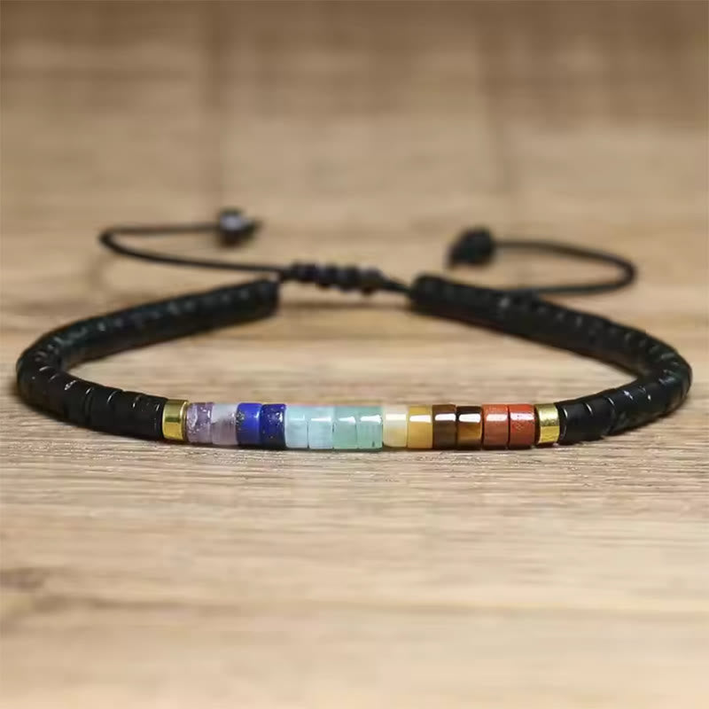 Buddhist Blessing Natural White Crystal Black Onyx Clarity Spacer Bead Bracelet