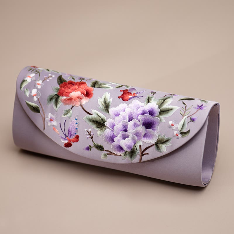 Buddhist Blessing Peony Tulip Su Embroidery Wedding Shopping Purse Handbag Crossbody Bag