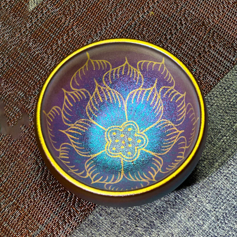 Buddhist Blessing Handmade Chinese Jianzhan Lotus Flower Pattern Ceramic Teacup Kung Fu Tea Cup 150ml