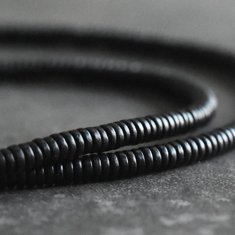 Buddhist Blessing Tibetan Ebony Wood Beads Copper Peace Multilayered Bracelet