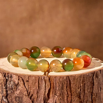 Buddhist Blessing Natural Colorful Peacock Agate Courage Purify Bracelet