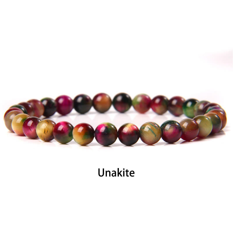 Buddhist Blessing 6mm Various Stone Crystal Black Glitter Stone Red Tiger Eye Beads Protection Bracelet