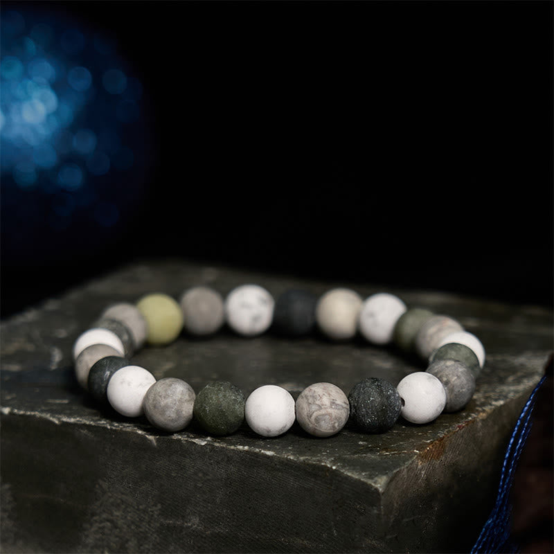 Buddhist Blessing White Turquoise Picasso Jasper Green Calcite Blessing Bracelet