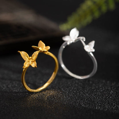 Buddhist Blessing 925 Sterling Silver Butterfly Love Ring