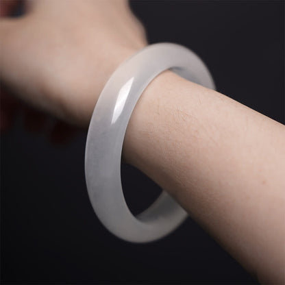 Buddhist Blessing Natural Golden Silk Jade Wealth Luck Bracelet Bangle