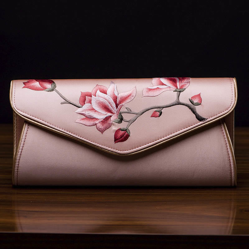 Buddhist Blessing Magnolia Su Embroidery Wedding Shopping Purse Handbag Crossbody Bag
