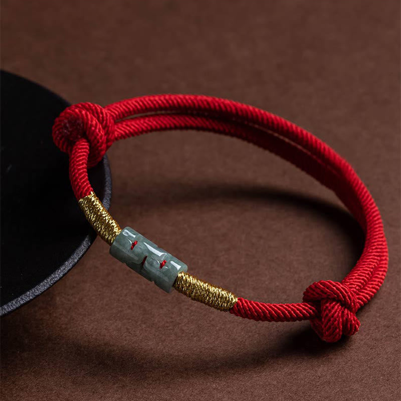 Buddhist Blessing Luck Jade String Rope Bracelet