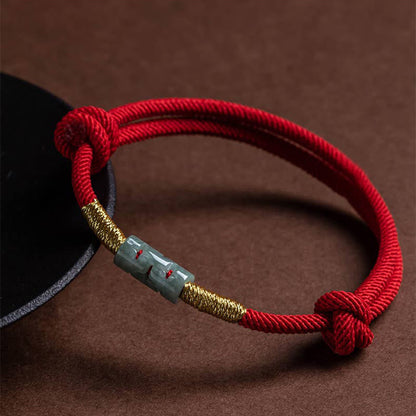 Buddhist Blessing Luck Jade String Rope Bracelet