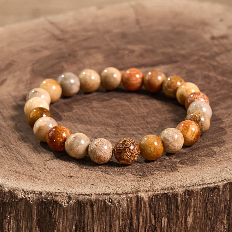 Buddhist Blessing Fossil Coral Compassion Bracelet