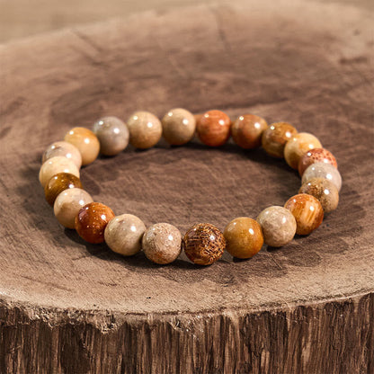 Buddhist Blessing Fossil Coral Compassion Bracelet
