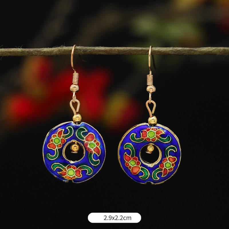 Buddhist Blessing Lotus Butterfly Flower Alloy Copper Enlightenment Drop Earrings