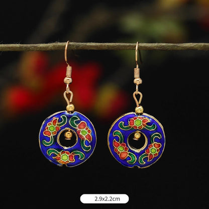 Buddhist Blessing Lotus Butterfly Flower Alloy Copper Enlightenment Drop Earrings