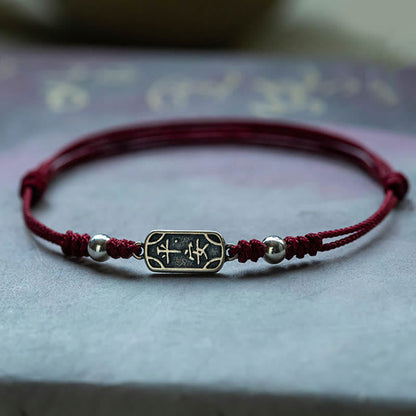 Buddhist Blessing Handmade 925 Sterling Silver Peace And Joy Safe Well Protection Braided Bracelet