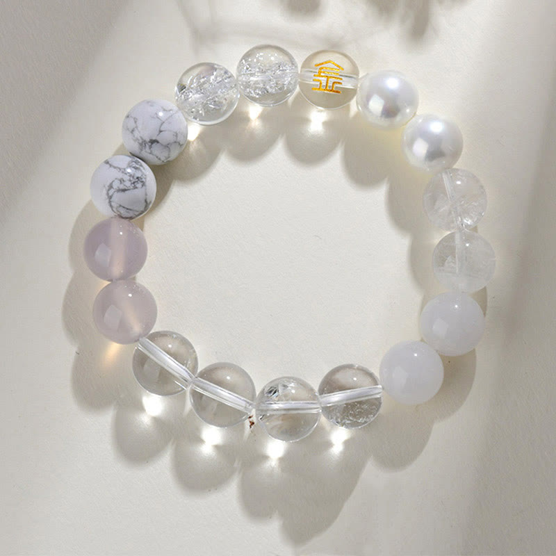 Buddhist Blessing Five Elements Various Agate Crystal Rutilated Quartz Tiger Eye Yellow Agate Citrine Luck Bracelet