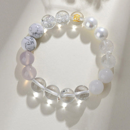 Buddhist Blessing Five Elements Various Agate Crystal Rutilated Quartz Tiger Eye Yellow Agate Citrine Luck Bracelet