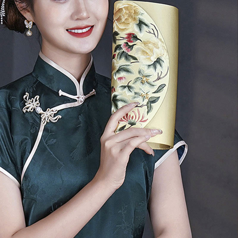 Buddhist Blessing Su Embroidery Wedding Shopping Purse Handbag Crossbody Bag