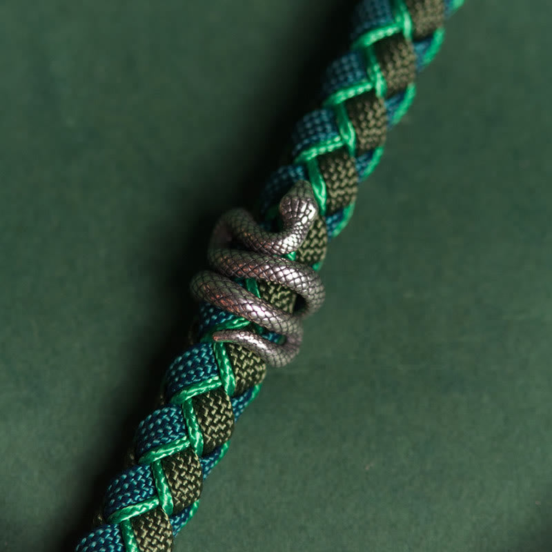 Buddhist Blessing Year of the Snake 999 Sterling Silver String Protection Braided Bracelet