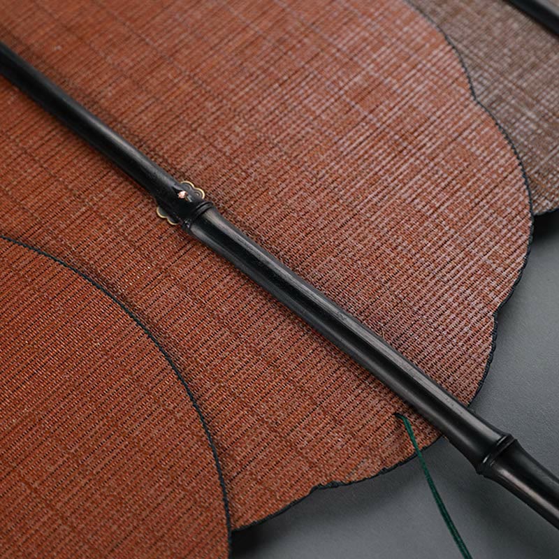Buddhist Blessing Chinese Style Handmade Bamboo Long Handle Portable Curlable Fan