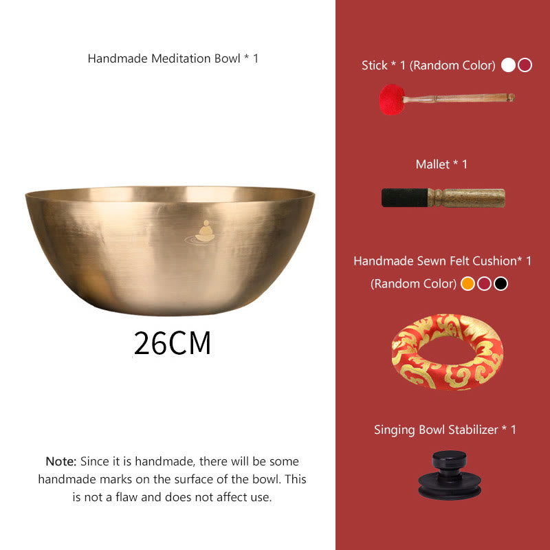 Buddhist Blessing Handmade Nepal Golden Singing Bowl for Healing and Meditation Sound Bowl Set