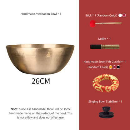 Buddhist Blessing Handmade Nepal Golden Singing Bowl for Healing and Meditation Sound Bowl Set