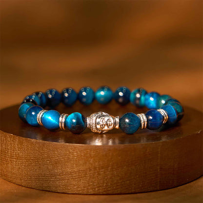 Buddhist Blessing Blue Green Red Tiger Eye Buddhist Blessing Head Balance Bracelet