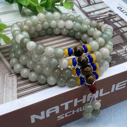 Buddhist Blessing 108 Mala Beads Natural Shetai jade Luck Prosperity Bracelet