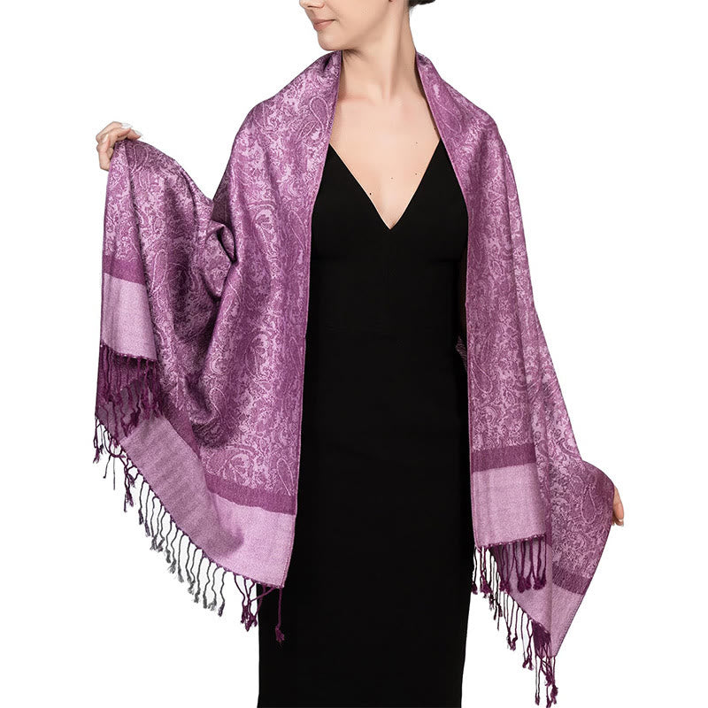Buddhist Blessing Tibetan Cashew Jacquard Tassels Shawl Spring Fall Winter Warm Cozy Scarf Wrap
