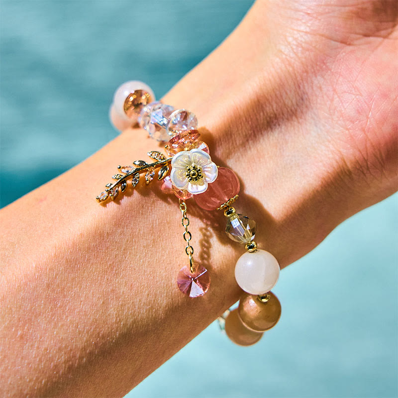 Buddhist Blessing Blue Crystal Amethyst Sun Stone Green Aventurine Healing Bracelet