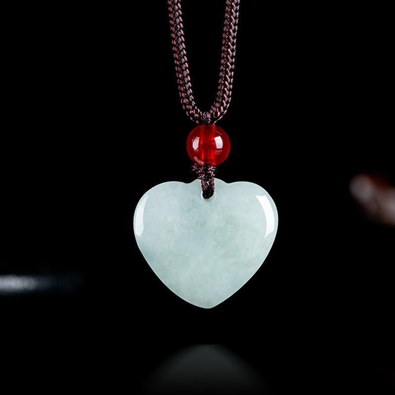Buddhist Blessing Jade Heart Prosperity Necklace Pendant