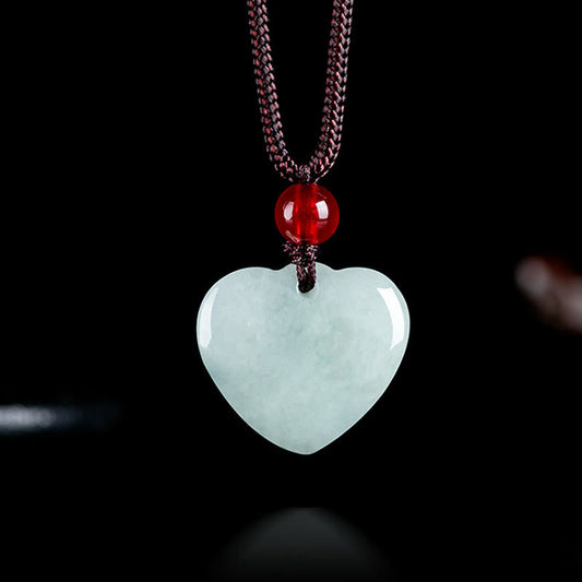 Buddhist Blessing Jade Heart Prosperity Necklace Pendant