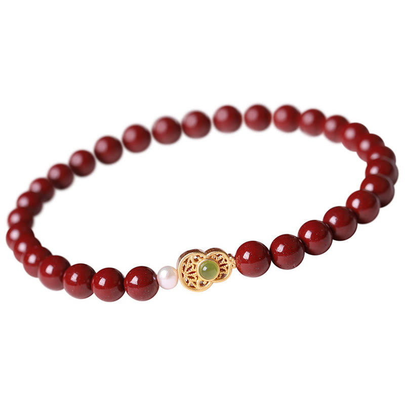 Buddhist Blessing Gourd Pearl Cinnabar Blessing Beads Bracelet