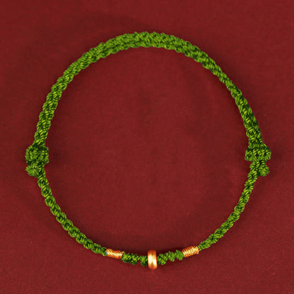 Buddhist Blessing 999 Gold Small Lucky Beads String Protection Luck Braided Bracelet Anklet