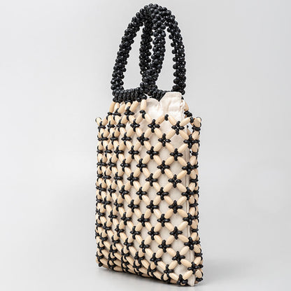 Buddhist Blessing Hand-woven Lozenge Wooden Beads Handbag