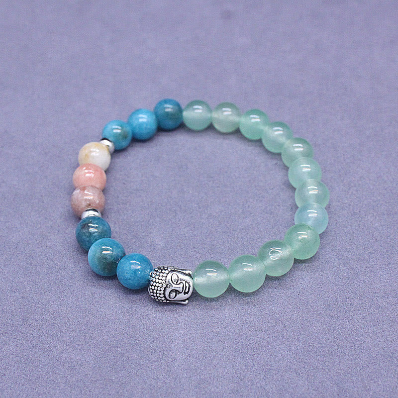 Buddhist Blessing Natural Black Onyx White Stone Green Aventurine Tiger Eye Agate Mixed Color Buddhist Blessing Head Protection Bracelet