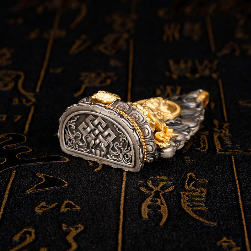 Buddhist Blessing 925 Sterling Silver Tibet Yellow Jambhala God of Wealth Blessing Necklace Pendant