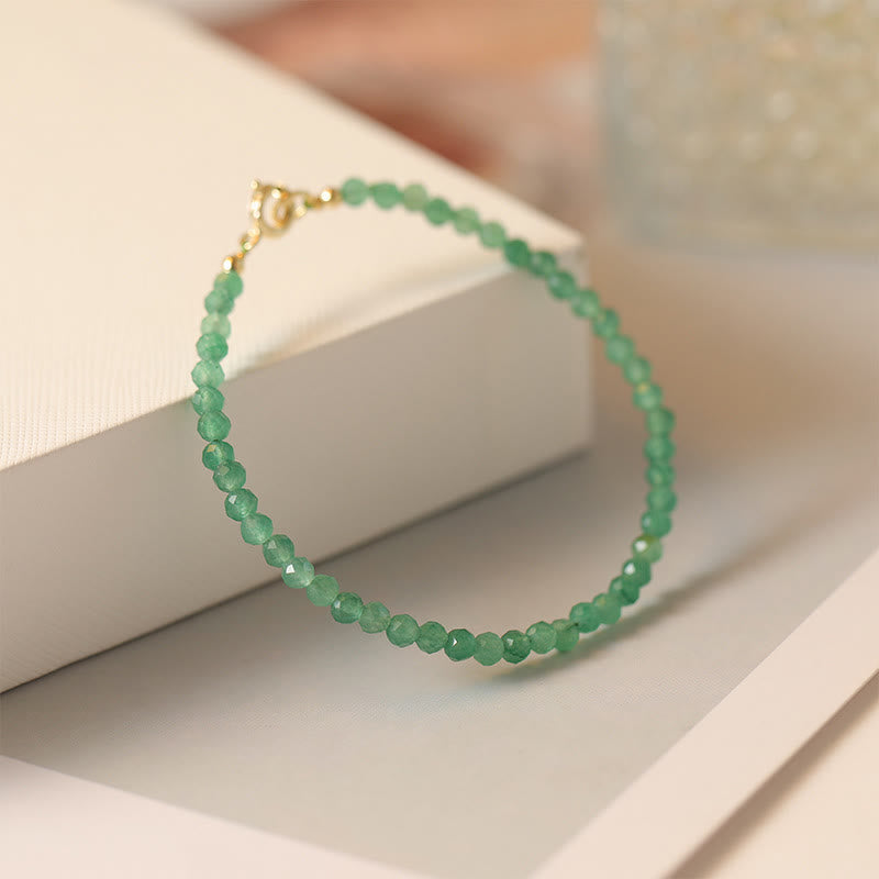 Buddhist Blessing 3mm Small Green Aventurine Ultra-Thin Beads Luck Bracelet