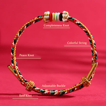 Buddhist Blessing Five Elements Colorful String Completeness Knot Reef Knot Braid Luck Bracelet