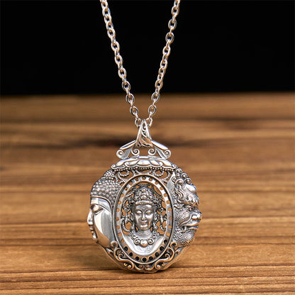 Buddhist Blessing Copper Buddha Devil Pattern Serenity Pendant Necklace