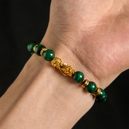 Buddhist Blessing Various Color Tiger Eye Beads Spacer Beads Pixiu Wealth Courage Bracelet