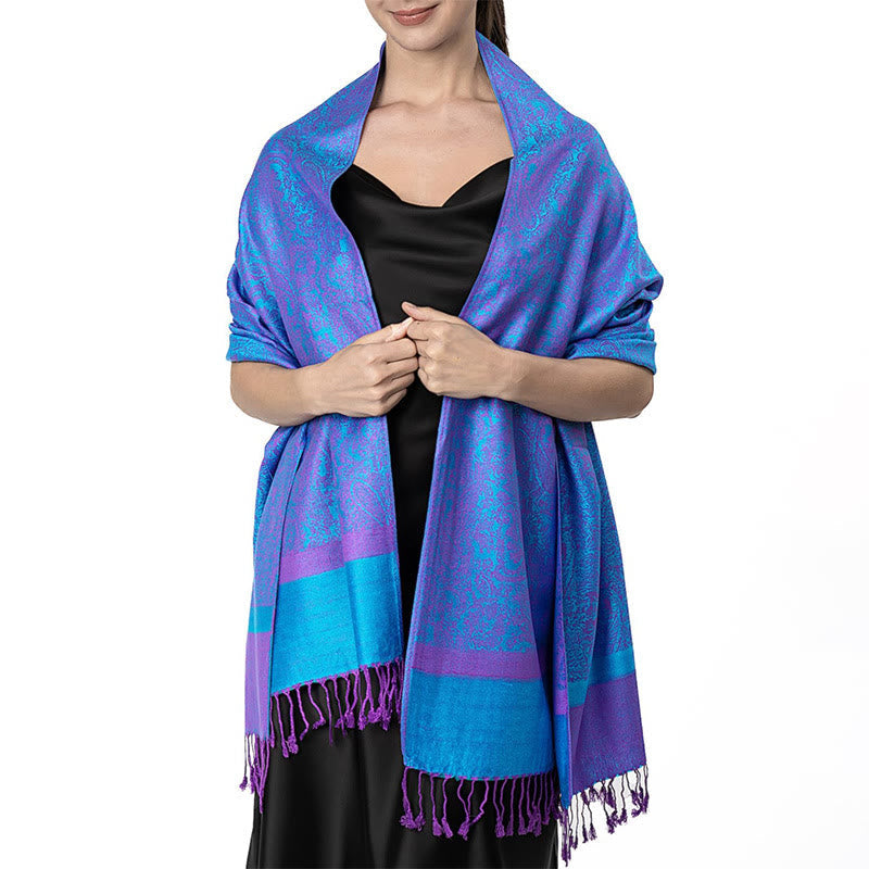 Buddhist Blessing Tibetan Cashew Jacquard Tassels Shawl Spring Fall Winter Warm Cozy Scarf Wrap