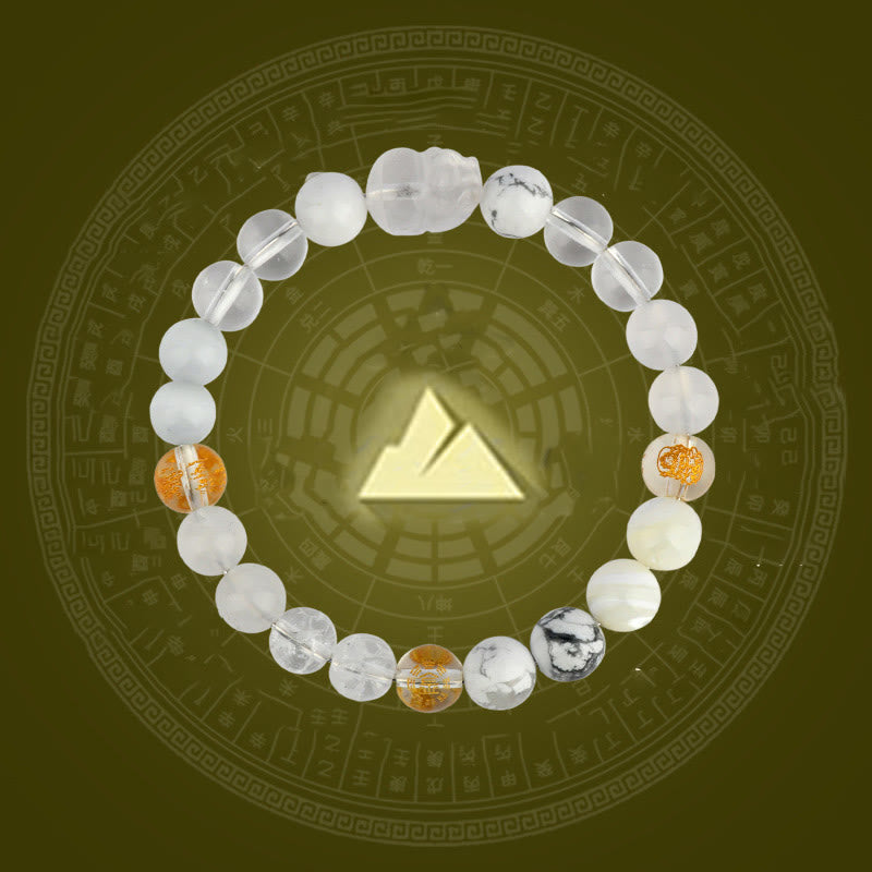 Buddhist Blessing Five Elements Various Crystal Agate Pixiu Wealth Bracelet