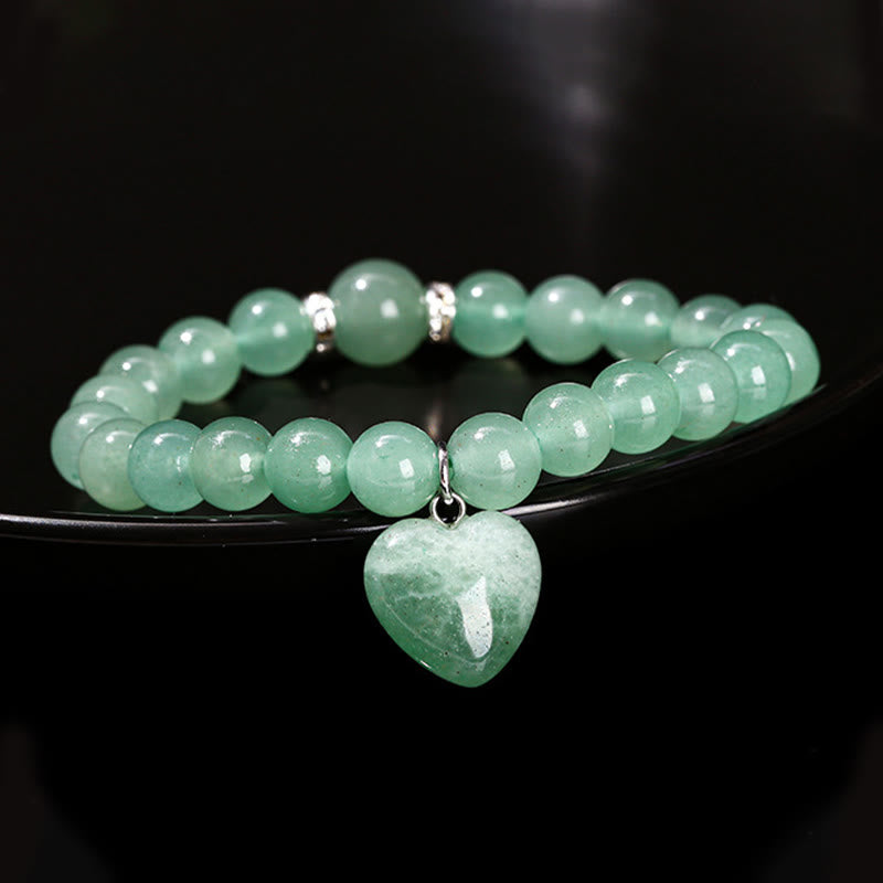 Buddhist Blessing Various Crystal Green Aventurine Love Heart Balance Bracelet
