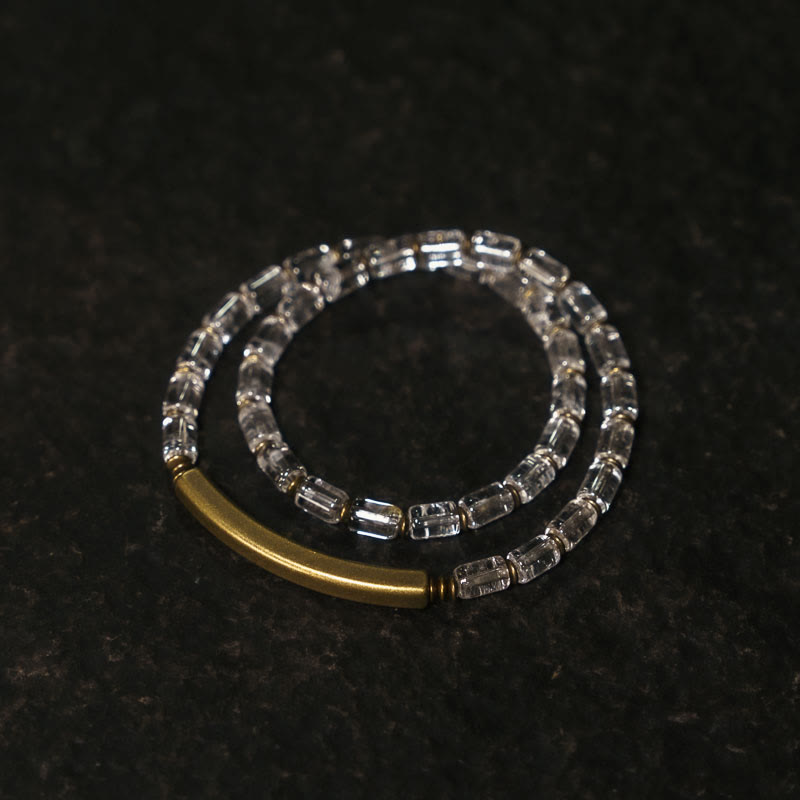 Buddhist Blessing Square White Crystal Copper Luck Bracelet