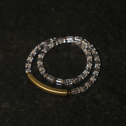 Buddhist Blessing Square White Crystal Copper Luck Bracelet